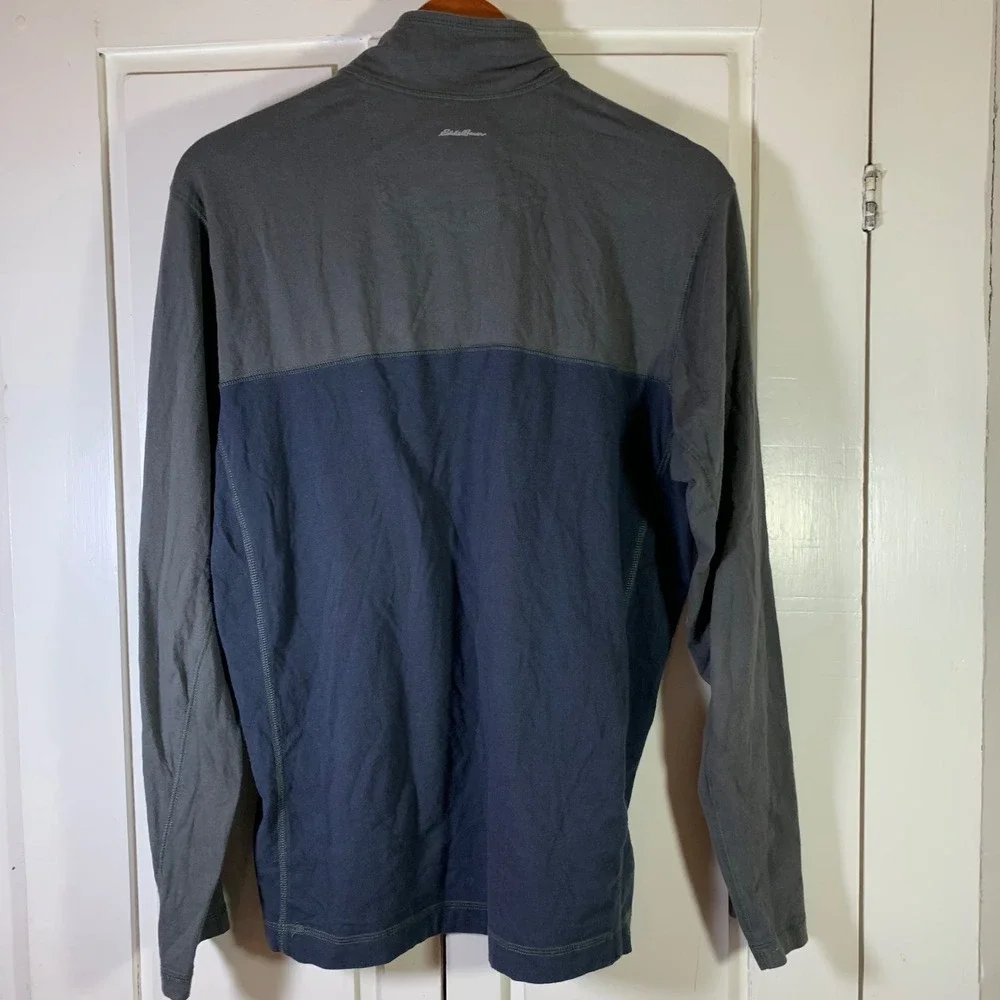 Eddie Bauer Travex Mens Medium Gray Blue 1/4‎ Zip Pullover Gorpcore Outdoorsy